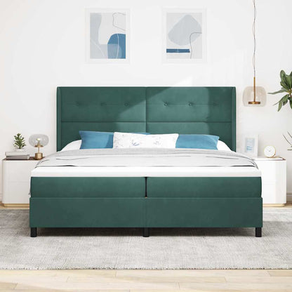 Letto a molle con strisce LED Verde Scuro 200 x 200 cm Velluto | homemem39