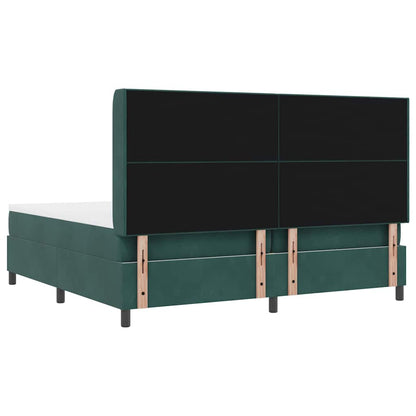 Letto a molle con strisce LED Verde Scuro 200 x 200 cm Velluto | homemem39