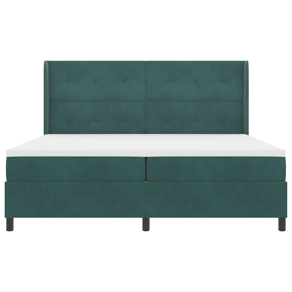 Letto a molle con strisce LED Verde Scuro 200 x 200 cm Velluto | homemem39