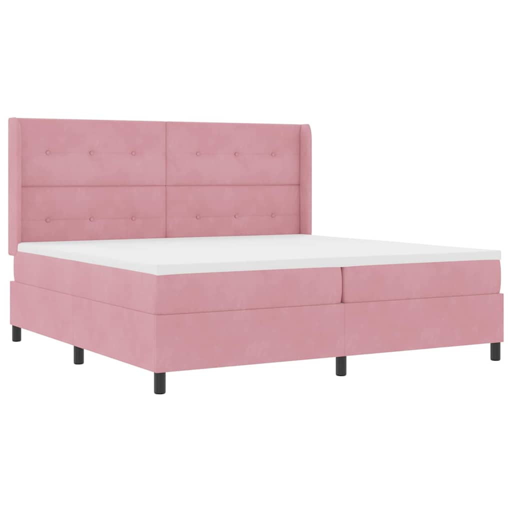 Letto a molle con strisce LED Rosa 200 x 200 cm Velluto | homemem39