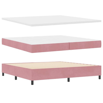 Letto a molle con strisce LED Rosa 200 x 200 cm Velluto | homemem39