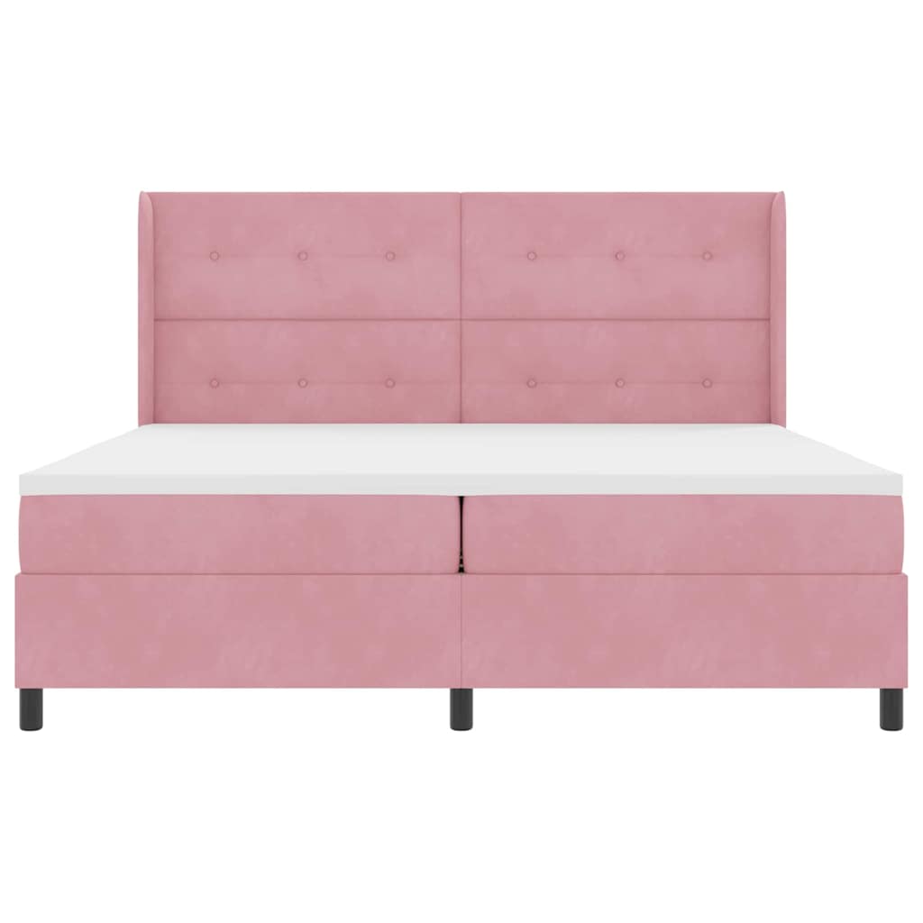 Letto a molle con strisce LED Rosa 200 x 200 cm Velluto | homemem39