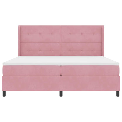 Letto a molle con strisce LED Rosa 200 x 200 cm Velluto | homemem39