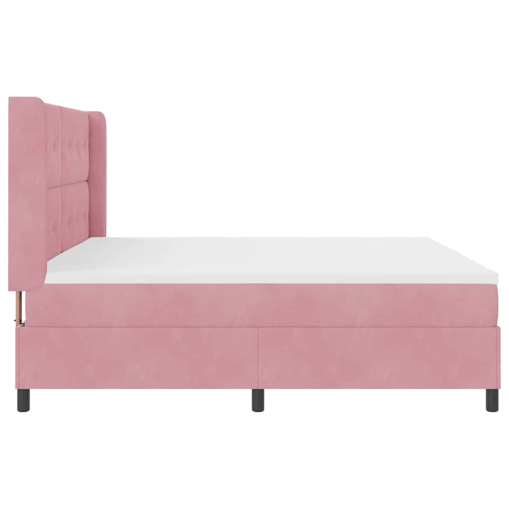 Letto a molle con strisce LED Rosa 200 x 200 cm Velluto | homemem39