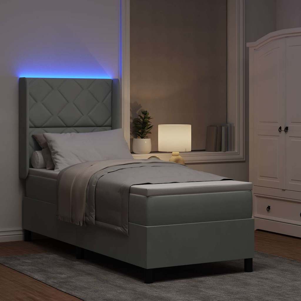 Letto a molle con strisce LED Grigio chiaro 80 x 200 cm Velluto | homemem39