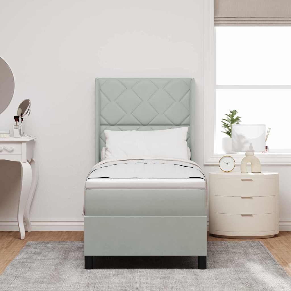 Letto a molle con strisce LED Grigio chiaro 80 x 200 cm Velluto | homemem39
