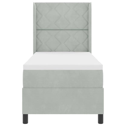 Letto a molle con strisce LED Grigio chiaro 80 x 200 cm Velluto | homemem39