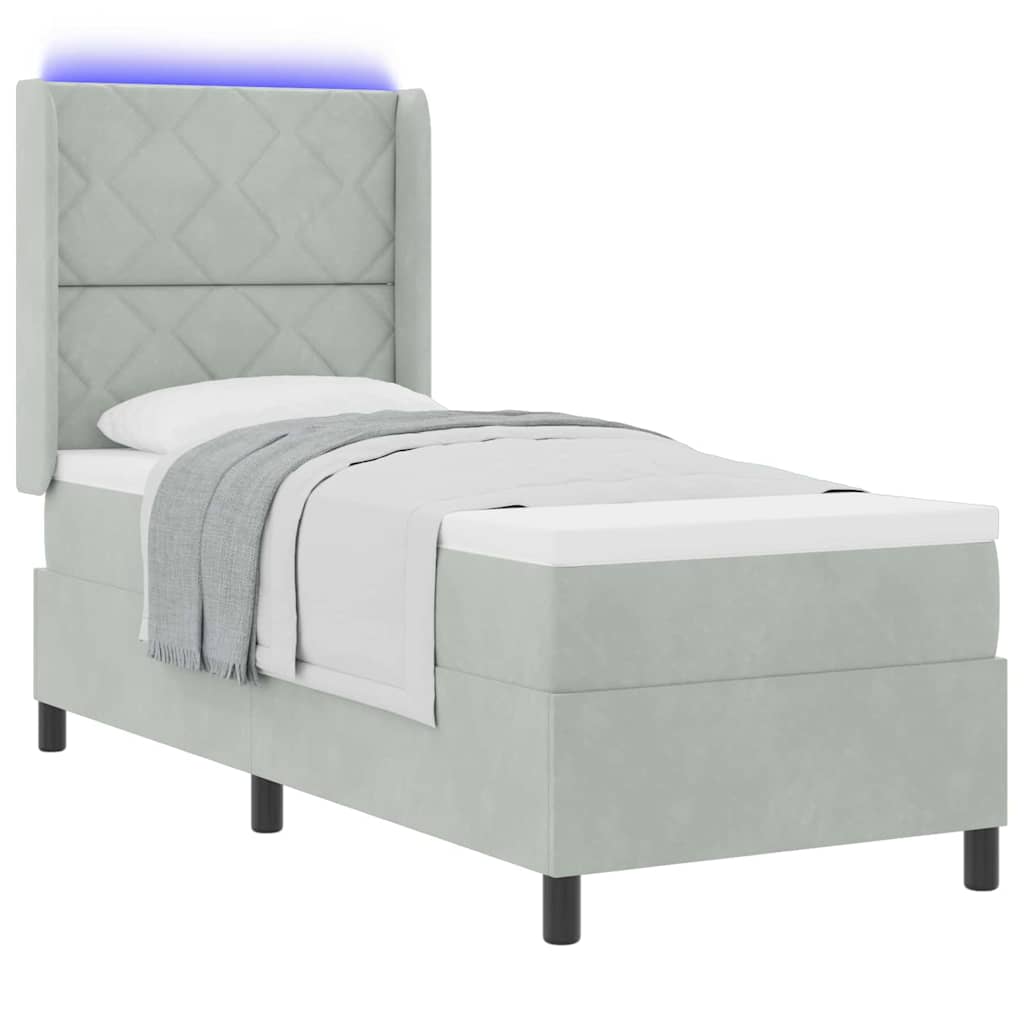 Letto a molle con strisce LED Grigio chiaro 80 x 200 cm Velluto | homemem39