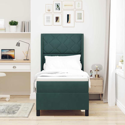 Letto a molle con strisce LED Verde Scuro 80 x 200 cm Velluto | homemem39