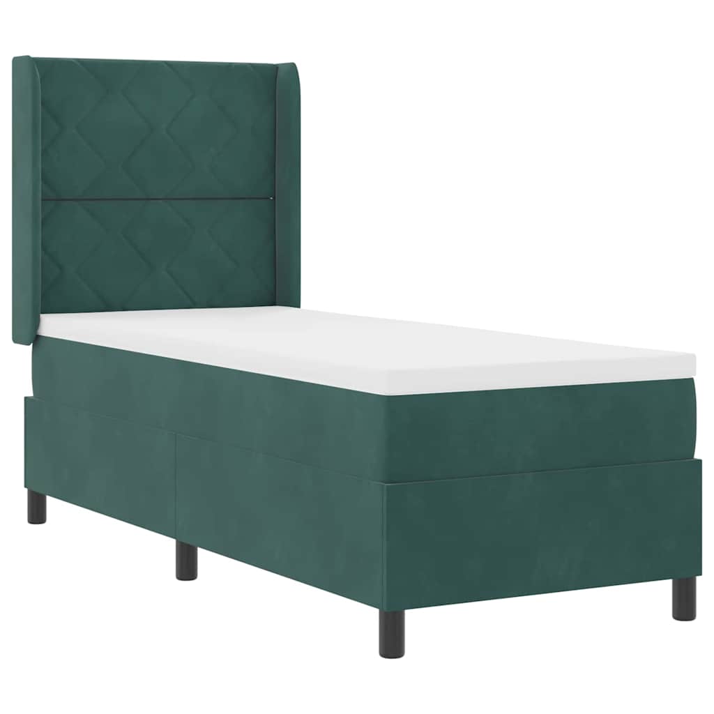Letto a molle con strisce LED Verde Scuro 80 x 200 cm Velluto