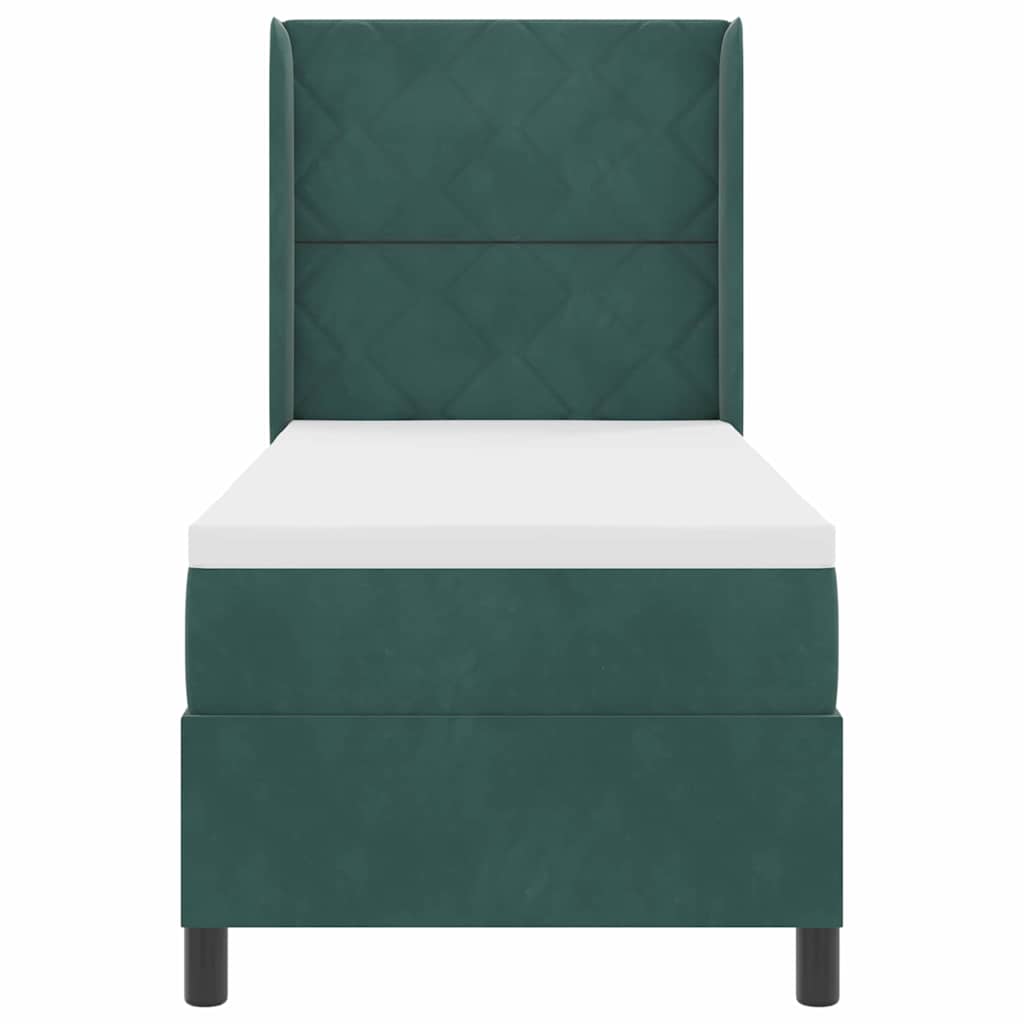 Letto a molle con strisce LED Verde Scuro 80 x 200 cm Velluto | homemem39