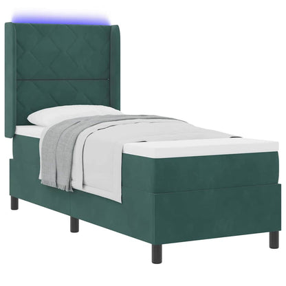 Letto a molle con strisce LED Verde Scuro 80 x 200 cm Velluto | homemem39