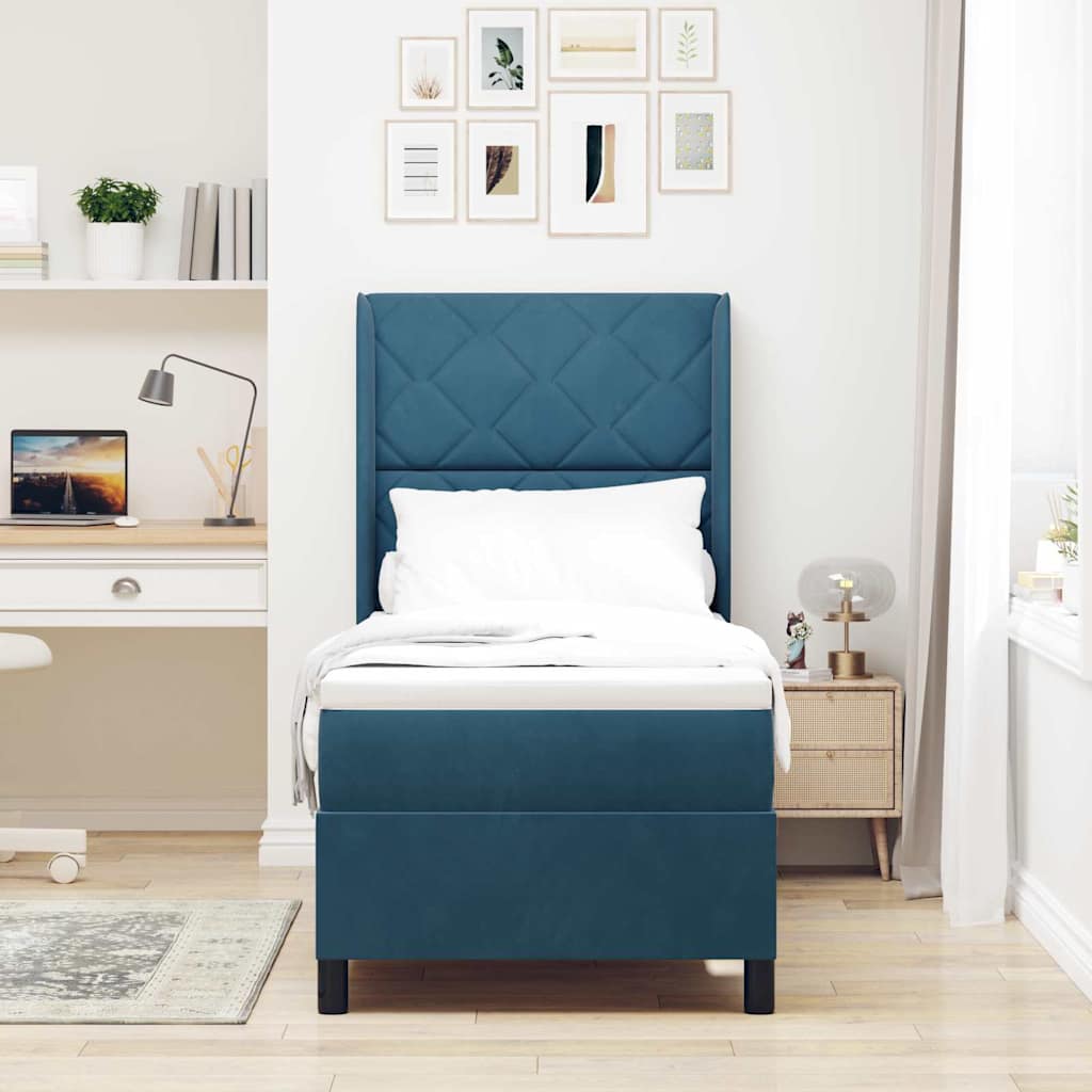 Letto a molle con strisce LED Blu 80 x 200 cm Velluto | homemem39