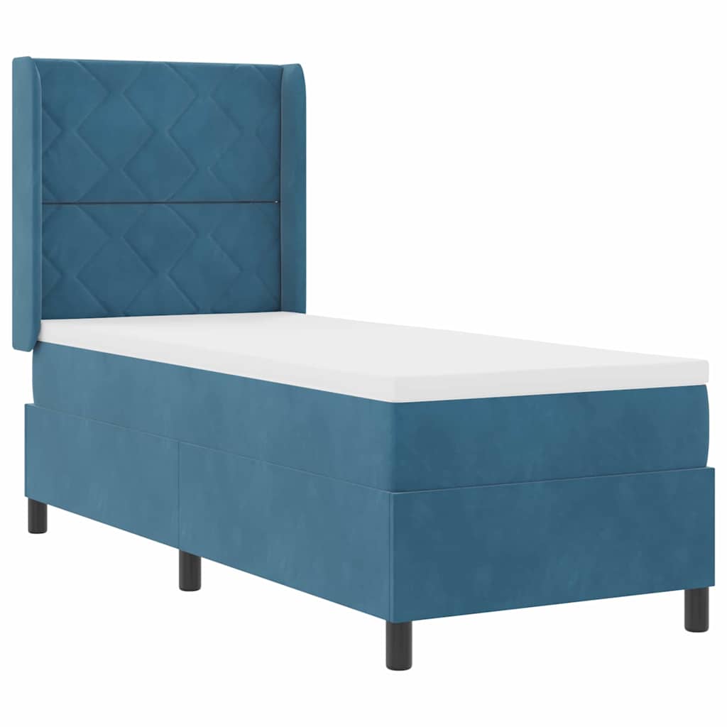 Letto a molle con strisce LED Blu 80 x 200 cm Velluto | homemem39