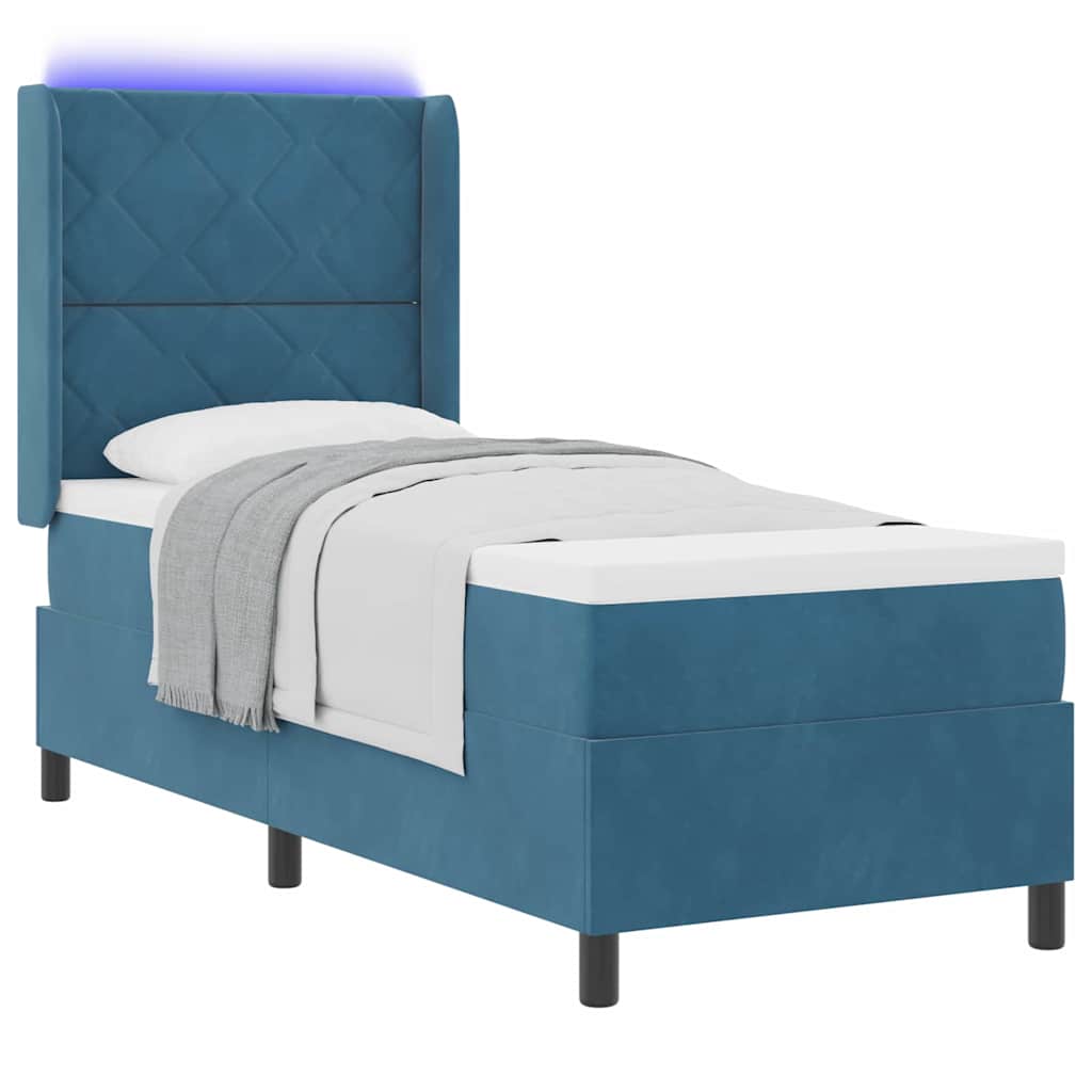 Letto a molle con strisce LED Blu 80 x 200 cm Velluto | homemem39