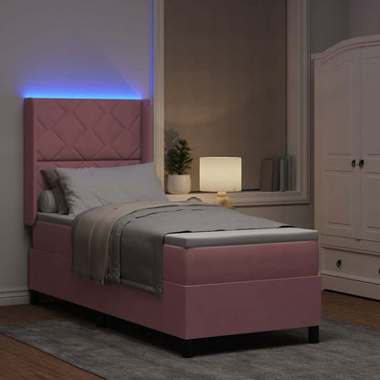 Letto a molle con strisce LED Rosa 80 x 200 cm Velluto | homemem39