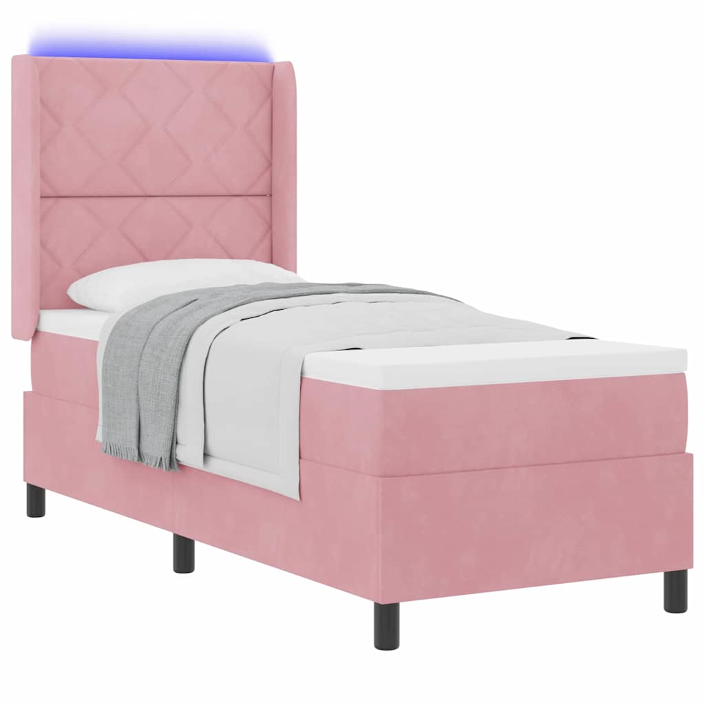Letto a molle con strisce LED Rosa 80 x 200 cm Velluto | homemem39