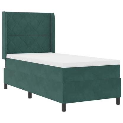 Letto a molle con strisce LED Verde Scuro 90 x 190 cm Velluto | homemem39