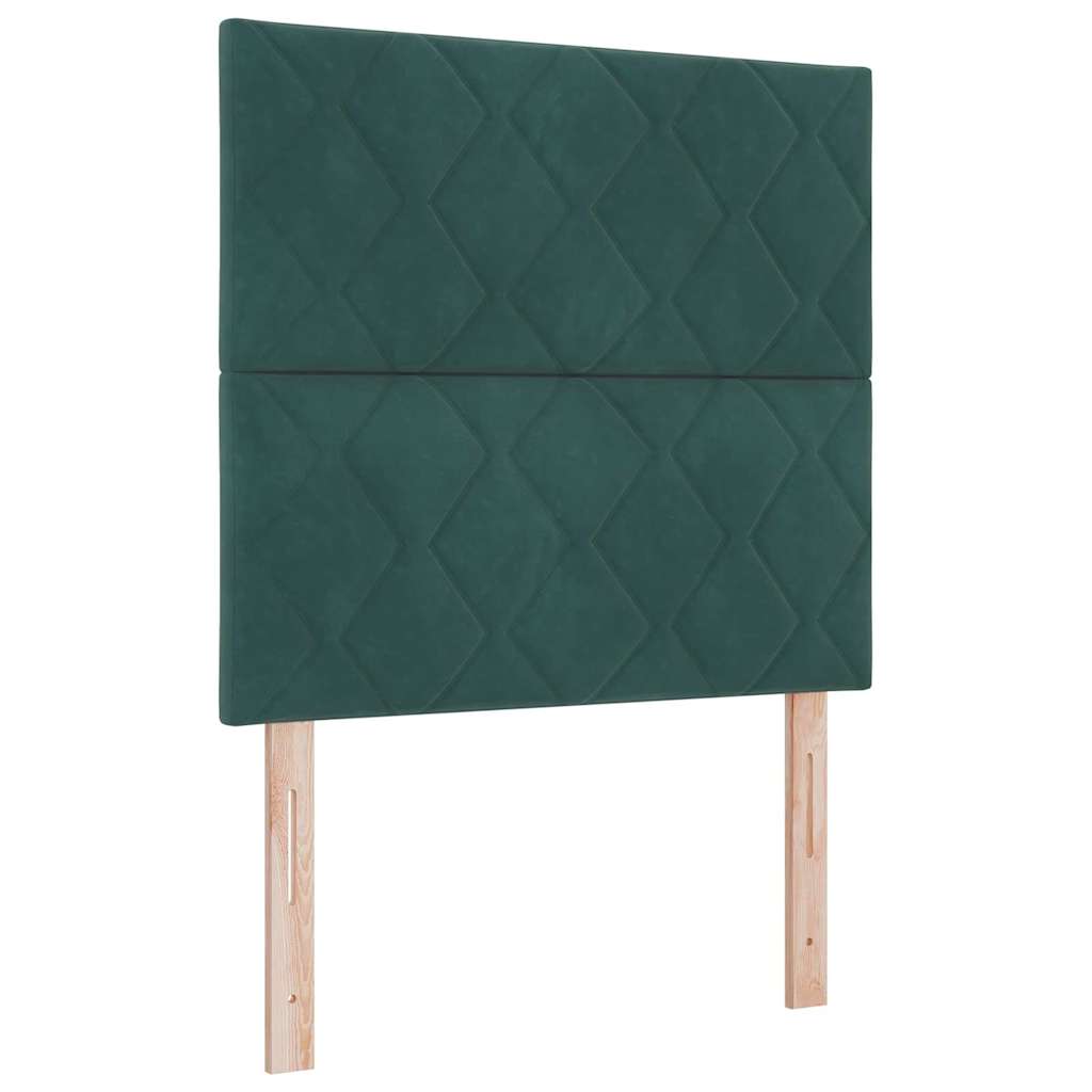 Letto a molle con strisce LED Verde Scuro 90 x 190 cm Velluto | homemem39