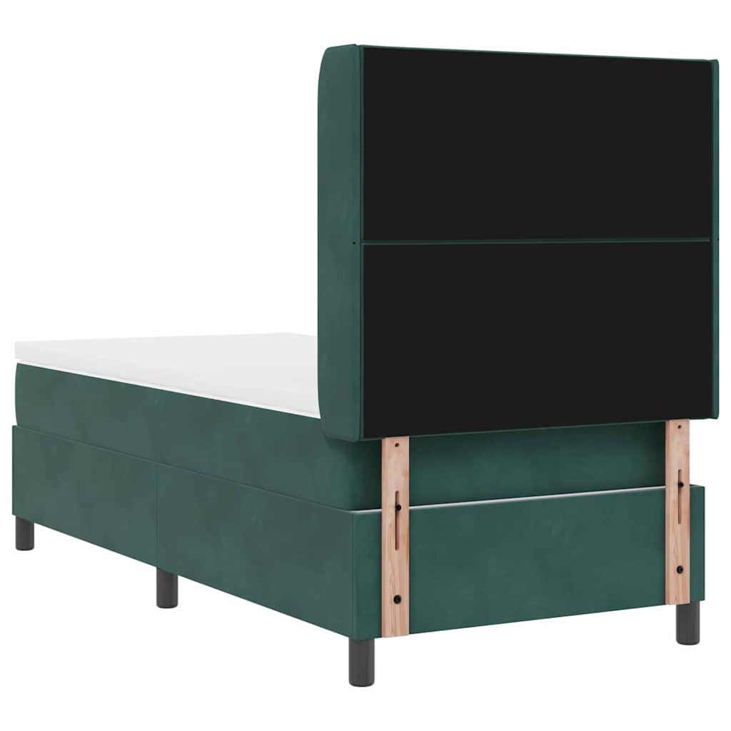 Letto a molle con strisce LED Verde Scuro 90 x 190 cm Velluto | homemem39