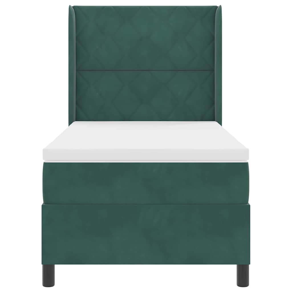 Letto a molle con strisce LED Verde Scuro 90 x 200 cm Velluto | homemem39