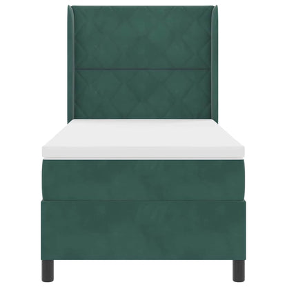 Letto a molle con strisce LED Verde Scuro 90 x 200 cm Velluto | homemem39