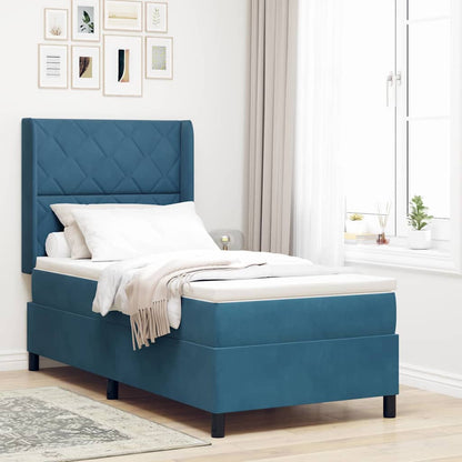 Letto a molle con strisce LED Blu 90 x 200 cm Velluto | homemem39