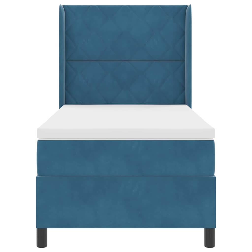 Letto a molle con strisce LED Blu 90 x 200 cm Velluto | homemem39