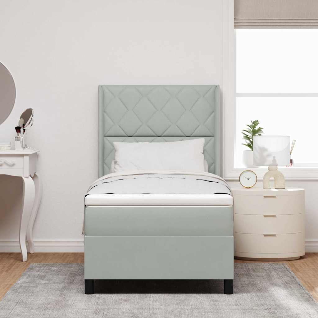 Letto a molle con materasso Grigio chiaro 100 x 200 cm Velluto