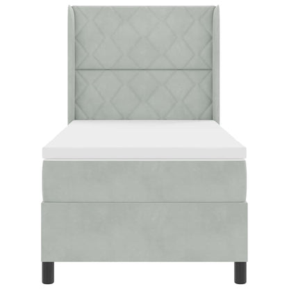 Letto a molle con materasso Grigio chiaro 100 x 200 cm Velluto