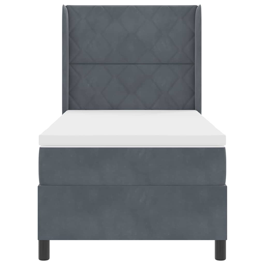Letto a molle con materasso Grigio scuro 100 x 200 cm Velluto