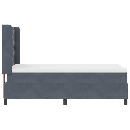 Letto a molle con materasso Grigio scuro 100 x 200 cm Velluto