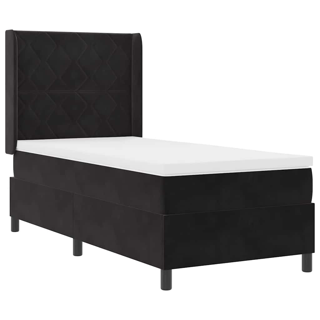 Letto a molle con strisce LED Nero 100 x 200 cm Velluto | homemem39