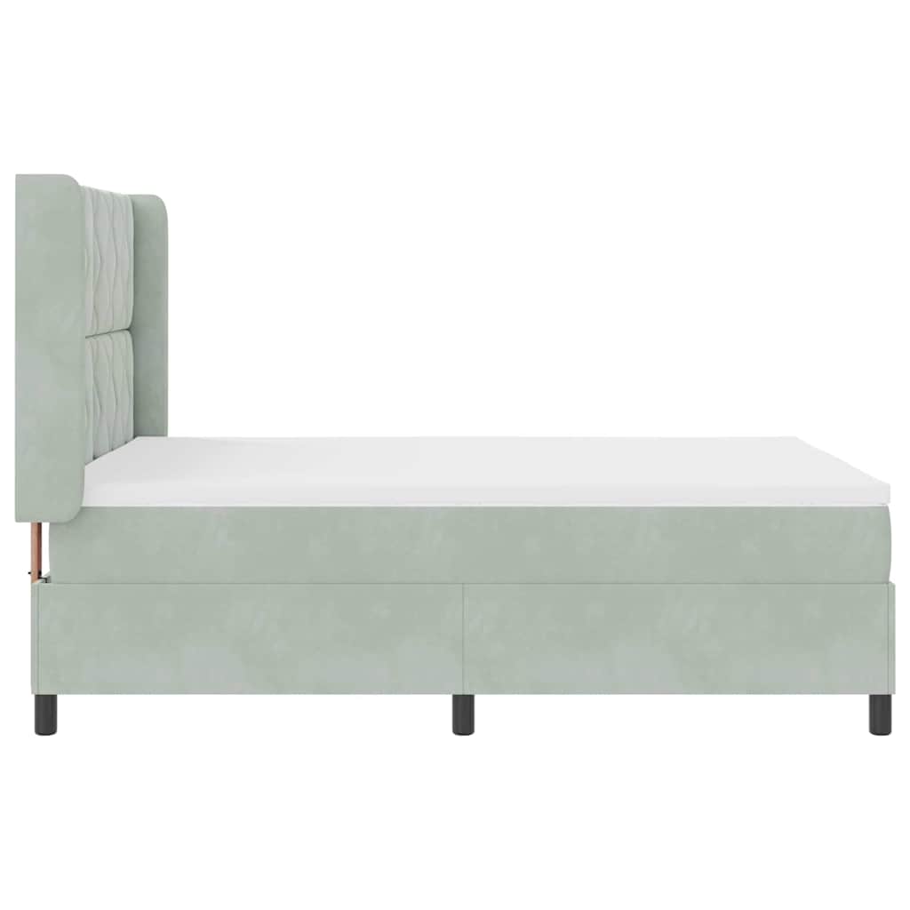Letto a molle con testiera Grigio chiaro 140 x 190 cm Velluto