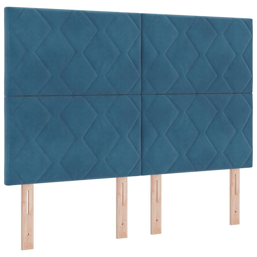 Letto a molle con strisce LED Blu 140 x 190 cm Velluto | homemem39