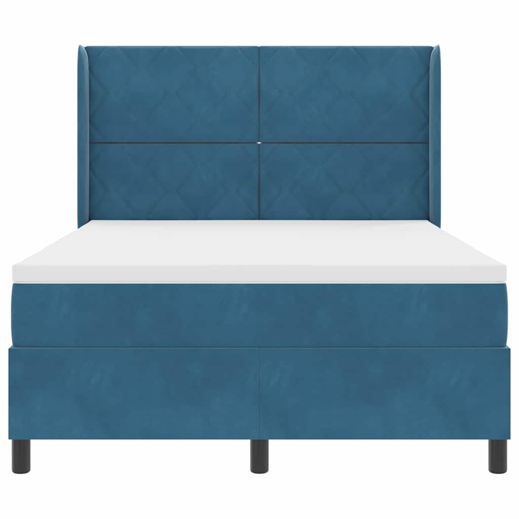 Letto a molle con strisce LED Blu 140 x 190 cm Velluto | homemem39