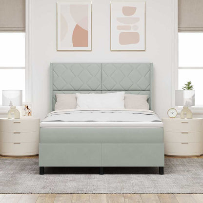 Letto a molle con materasso Grigio chiaro 140 x 200 cm Velluto
