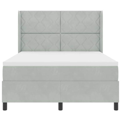 Letto a molle con materasso Grigio chiaro 140 x 200 cm Velluto