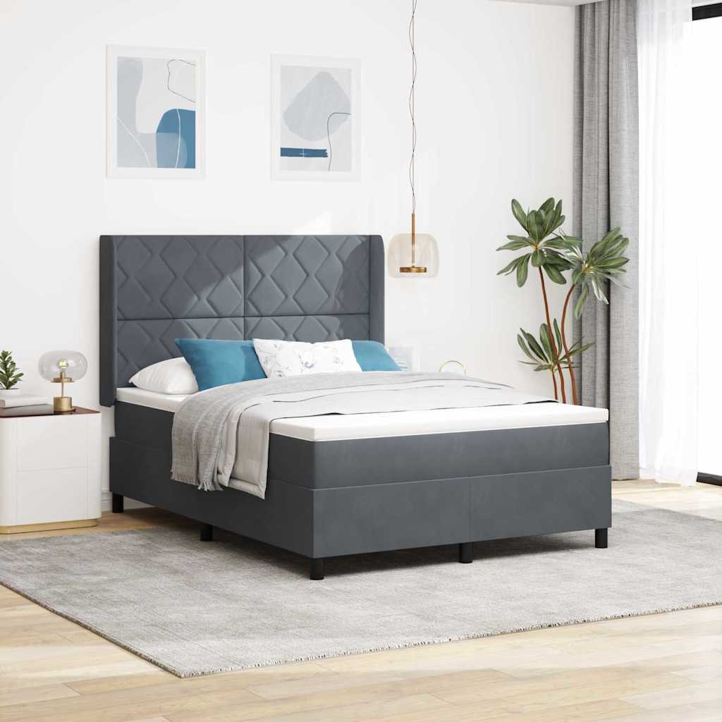 Letto a molle con strisce LED Grigio scuro 140 x 200 cm Velluto | homemem39
