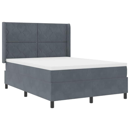 Letto a molle con strisce LED Grigio scuro 140 x 200 cm Velluto | homemem39