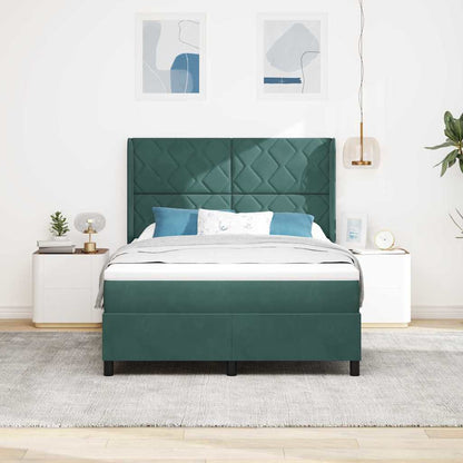 Letto a molle con strisce LED Verde Scuro 140 x 200 cm Velluto | homemem39