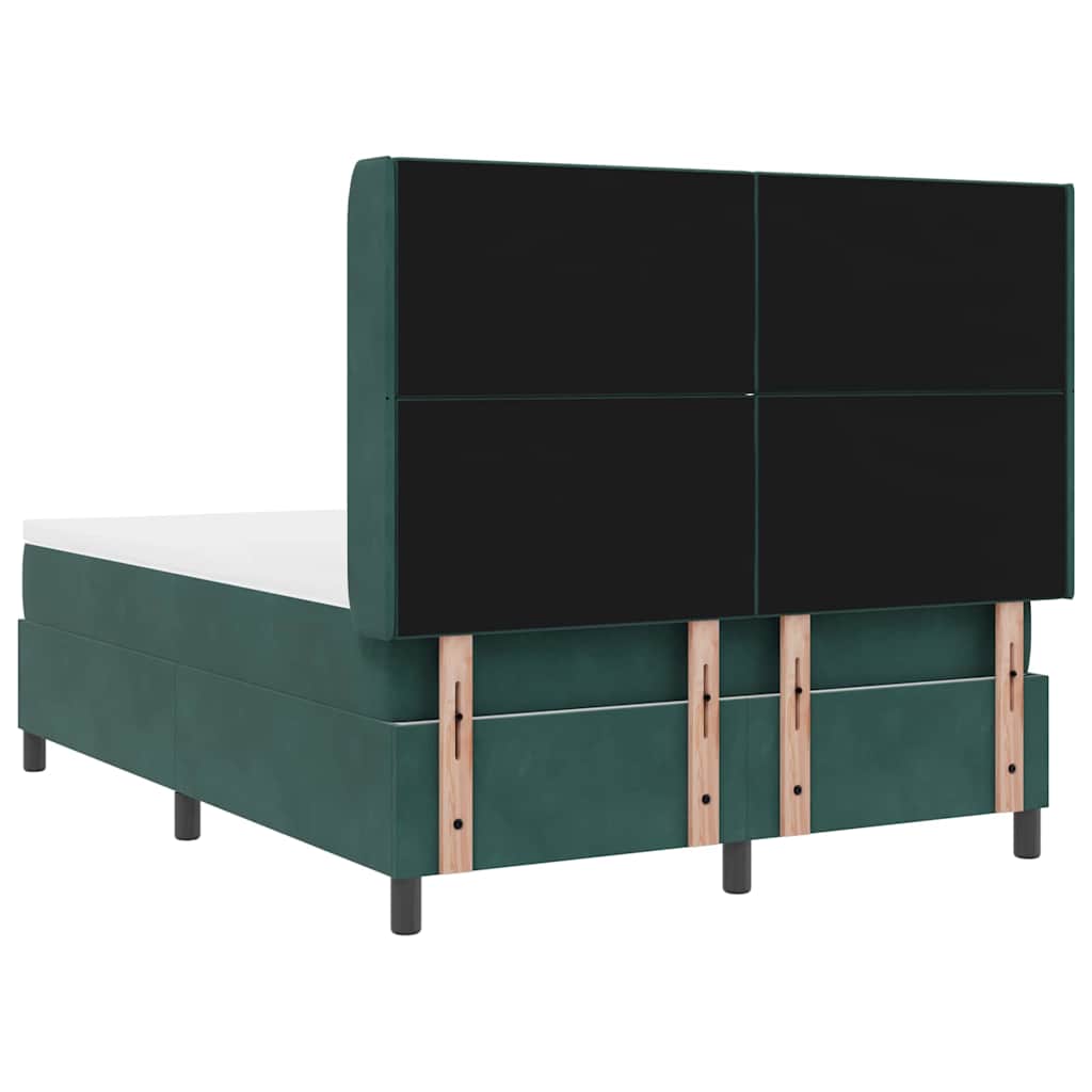 Letto a molle con strisce LED Verde Scuro 140 x 200 cm Velluto | homemem39