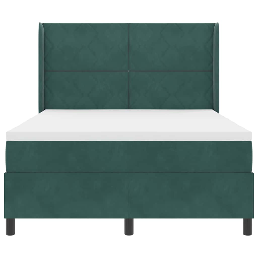 Letto a molle con strisce LED Verde Scuro 140 x 200 cm Velluto | homemem39