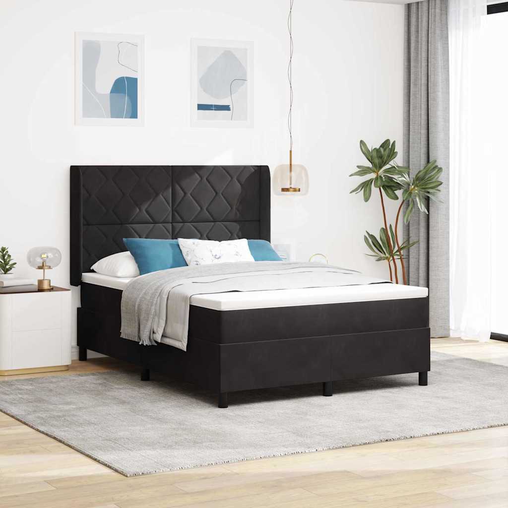 Letto a molle con strisce LED Nero 160 x 200 cm Velluto | homemem39