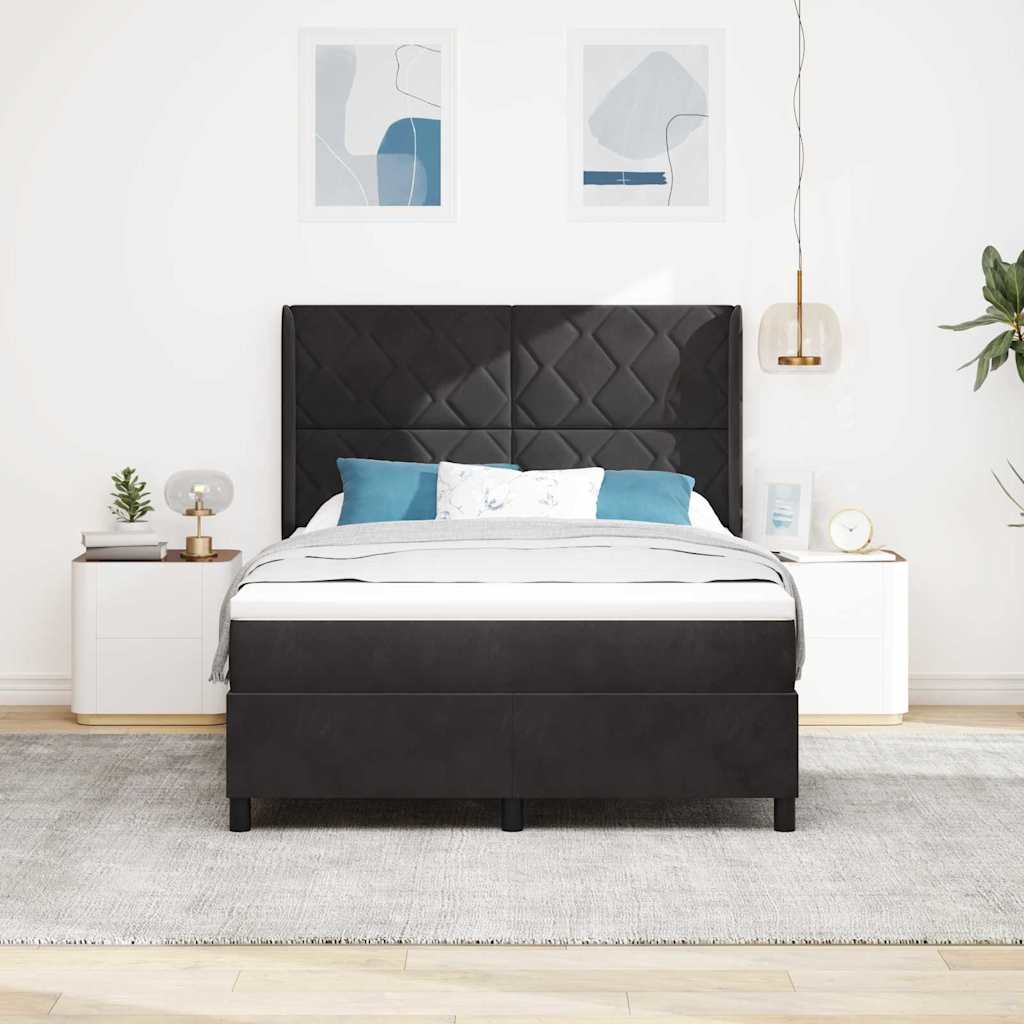 Letto a molle con strisce LED Nero 160 x 200 cm Velluto | homemem39