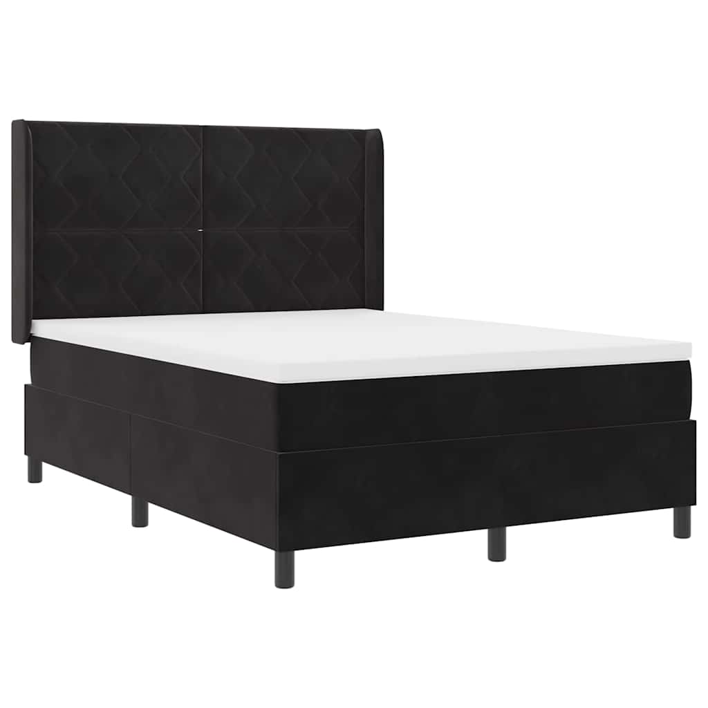 Letto a molle con strisce LED Nero 160 x 200 cm Velluto | homemem39