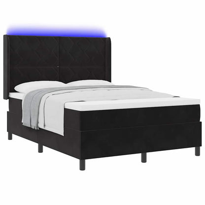 Letto a molle con strisce LED Nero 160 x 200 cm Velluto | homemem39