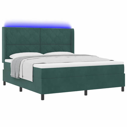 Letto a molle con strisce LED Verde Scuro 180 x 200 cm Velluto | homemem39