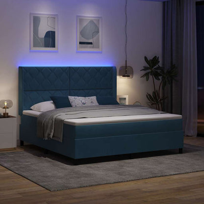 Letto a molle con strisce LED Blu 180 x 200 cm Velluto | homemem39