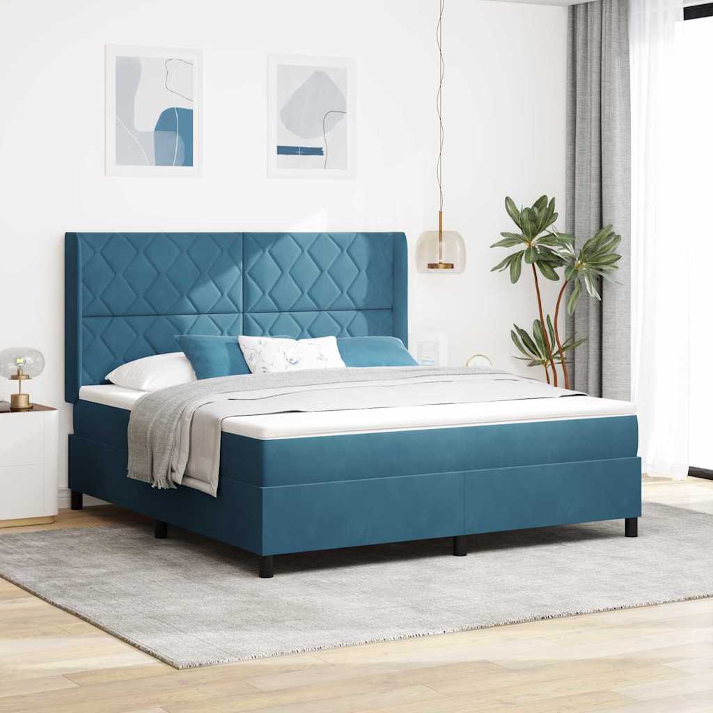 Letto a molle con strisce LED Blu 180 x 200 cm Velluto | homemem39